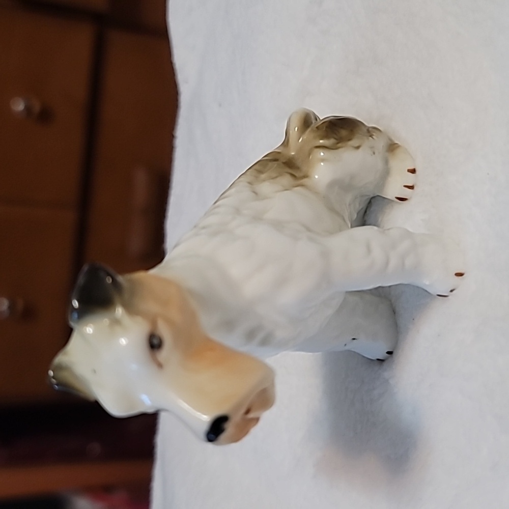 Vintage Shiny Bone China Airedale Fox Terrier Dog 3 1/4" Figurine Schnauzer